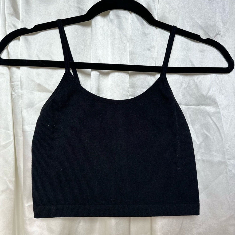 BOZZOLO Black And Blush Ribbed Crop Tops